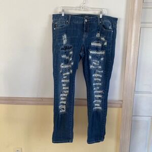 Torrid Premium Women's Boyfriend Jeans Ripped Distressed Dark Wash Size 18